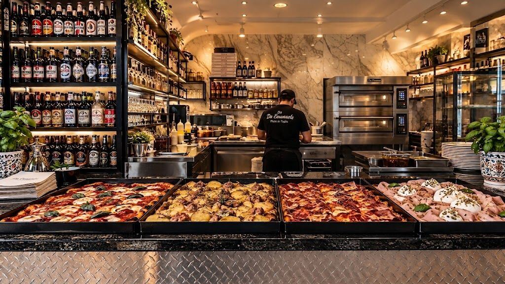 Bancone y horno de Da Emanuele Pizza in Teglia