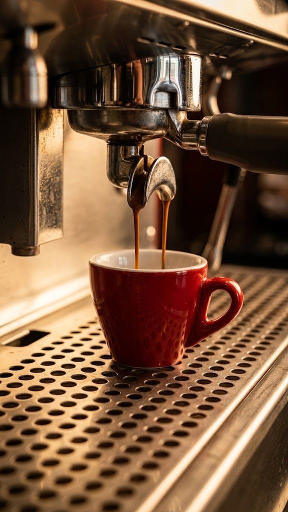 Café italiano en el mostrador